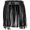 Imitation Leather Fringe Skirt Waist Belts, with Alloy Rivets, Platinum, Black, 1160x370x11mm