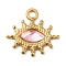 Real 18K Gold Plated 304 Stainless Steel Pendants, with Glass, Horse Eye Charms, Pearl Pink, 17.5x18.5x3~3.5mm, Hole: 2.2mm