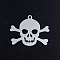 Tarnish Resistant 201 Stainless Steel Pendants, Pirate Style Skull, Stainless Steel Color, 12x15x1mm, Hole: 1.5mm