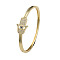 Cubic Zirconia Hamsa Hand Hinged Bangle, Real 18K Gold Plated Brass Jewelry for Women, Clear, Inner Diameter: 2-3/8 inch(6cm)