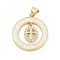 Brass Micro Pave Cubic Zirconia Pendants, Flat Round with Cross Charms, with Synthetic Opal, Long-Lasting Plated, Rack Plating, Lead Free & Cadmium Free, Real 18K Gold Plated, 24x21x2.5mm, Hole: 5x3mm