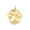 Brass Pendants, Paw Print Charms, Long-Lasting Plated, Lead Free & Cadmium Free, Rack Plating, Real 18K Gold Plated, 14.5x11.5x2mm, Hole: 1.5mm