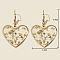 Heart Alloy Resin Dangle Earrings, with Dried Flower, Golden, PapayaWhip, 48x32mm