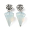 Opalite European Dangle Charms, Large Hole Pendants, with Antique Silver Alloy Findings, Cone, 41mm, Hole: 5mm