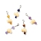 Natural Gemstone Beaded Pendant Decorations, with Resin Alephant, Lobster Clasp Charms, Clip-on Charms, for Keychain, Purse, Backpack Ornament, Stitch Marker, Platinum, 46~52mm
