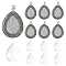 DIY Teardrop Pendant Making Kits, including Alloy Pendant Cabochon Settings & Transparent Glass Cabochons, Antique Silver, Tray: 25x18mm, 43x27x2mm, Hole: 5x7mm, 9pcs