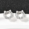 Bowknot 925 Sterling Silver Micro Pave Clear Cubic Zirconia Stud Earrings, Platinum, 9.5x10mm