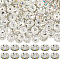 120Pcs Brass Rhinestone Spacer Beads, Grade A, Wavy Edge, Rondelle, Crystal AB, 12x4mm