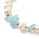 Браслет с бусинами из натурального аквамарина BJEW-TA00032-04-5