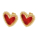 Серьги-гвоздики в форме сердца из латуни и эмали EJEW-L273-01G-03-4