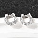 Серьги-гвоздики с бантом 925 из стерлингового серебра с микропаве из прозрачных кубических цирконий EJEW-S271-02P-1