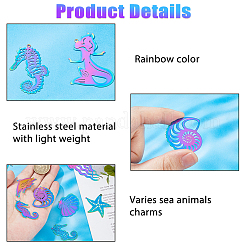 22 шт. 11 стиля ионное покрытие (IP) 201 нержавеющая сталь травленый металл украшения подвески&nbsp;STAS-HS0001-44