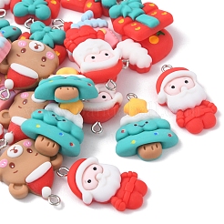 24шт 6 стиля рождественские подвески из непрозрачной смолы RESI-FS0001-43