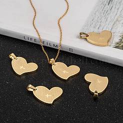 Крест-подвеска из нержавеющей стали 304 в форме сердца с молитвой Господней&nbsp;X-STAS-O065-15