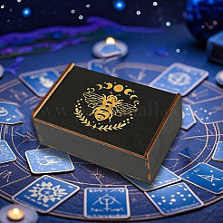 Прямоугольные гравированные фанерные деревянные коробки для хранения таро с раздвижной крышкой&nbsp;CON-WH20008-10C