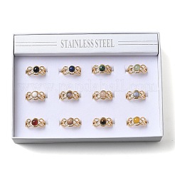 Круглые натуральные смешанные кольца из камня RJEW-C119-02G