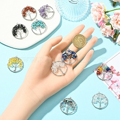 10 шт. 10 стиля чакра натуральный смешанный камень дерево жизни подвески G-YW0002-31