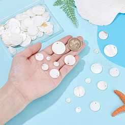 84 шт. 7 стиля плоских круглых подвесок из натуральной морской ракушки SSHEL-HY0001-12
