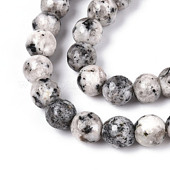 Окрашенные природные белый нефрит бисер пряди&nbsp;G-T139-6mm-60-25