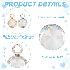 120шт 2 цвета латунные микро проложить кубический цирконий шармы&nbsp;FIND-HY0003-62