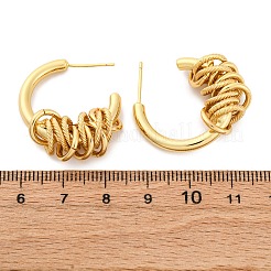 Серьги-гвоздики из латуни в форме буквы С с узлом EJEW-R025-28G