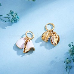 Серьги-кольца с белыми эмалевыми лилиями JE970A