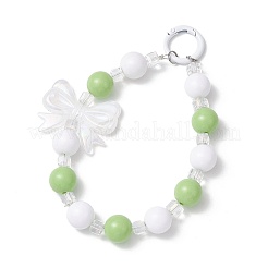 Подвесные украшения из акриловых бантов и стеклянных круглых бусин&nbsp;HJEW-JM03324-03