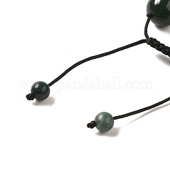 Круглые браслеты из плетеных бусин из натурального мохового агата диаметром 12.5 мм для женщин и мужчин BJEW-C060-01B