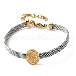 Женские браслеты с изображением Девы Марии из нержавеющей стали 304&nbsp;BJEW-K295-01B-GP