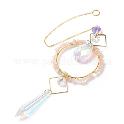 Подвесные украшения из натуральной крошки розового кварца G-Z051-01C