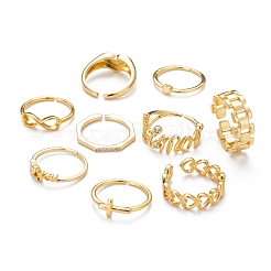 9шт 9 стиля латунные манжеты RJEW-LS0001-11G