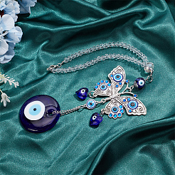 Синий сглаз с бабочкой автомобиль висит украшение орнамент HJEW-WH0043-34