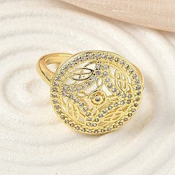 Манжеты из латуни с микро паве кубический цирконий для женщин RJEW-F196-03G