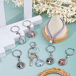 6 шт. 3 стиля натуральный аметист и синтетический синтетический и арбузный камень стеклянный брелок&nbsp;KEYC-FH00070