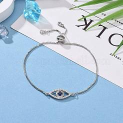 Регулируемые латунные браслеты из микропаве из циркония и боло BJEW-JB05633