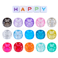 750шт 15 цвета прозрачные пластиковые бусины&nbsp;KY-PA0001-03