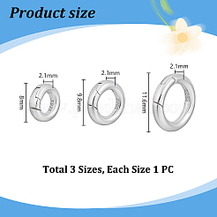 3 шт. 3 стиля 925 кольца с пружинным затвором из стерлингового серебра&nbsp;STER-PH0003-31