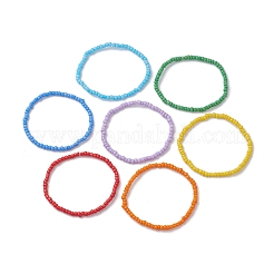 7 шт. наборы браслетов из стеклянных бусин в радужном стиле для женщин BJEW-JB10065-01