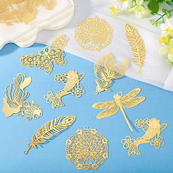 14 шт. 7 стиля латунных филигранных больших подвесок&nbsp;KKC-TA0001-06