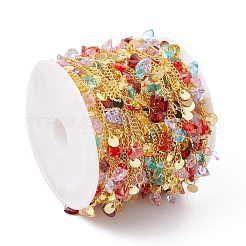 Цепочка с плоскими круглыми подвесками ручной работы из кубического циркония и латуни CHC-E025-47G