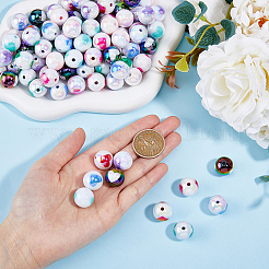 112 шт. 8-цветные радужные переливающиеся акриловые бусины с УФ-покрытием OACR-DC0001-21