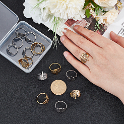 16 шт. 2 цвета 201 нержавеющая сталь Дерево жизни перстень для женщин&nbsp;RJEW-GA0001-01