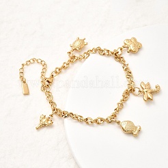 Браслеты с подвесками из нержавеющей стали 304 BJEW-P368-07B-G