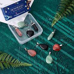 9шт 9 стильные подвески из натуральных и синтетических смешанных драгоценных камней G-SC0001-73