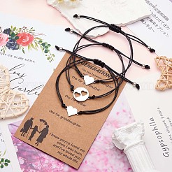 3шт. набор из 3 браслетов в форме сердца из нержавеющей стали 430 JB721A