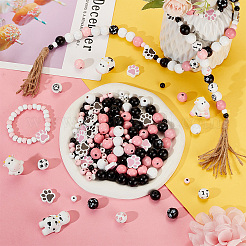 305 шт. 15 вида деревянных бусин с отпечатком собачьей лапы WOOD-OC0002-99