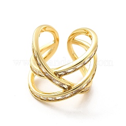 Кольцо-манжета с прозрачным кубическим цирконием и крест-накрест RJEW-C055-02G