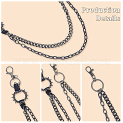 1 шт. двухслойные цепные ремни из сплава для брюк&nbsp;AJEW-GF0011-93B