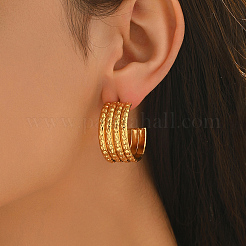 Многослойные серьги-гвоздики из нержавеющей стали в форме буквы С SF9369