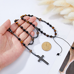 Ожерелья из натурального тигрового глаза&nbsp;NJEW-DC00011